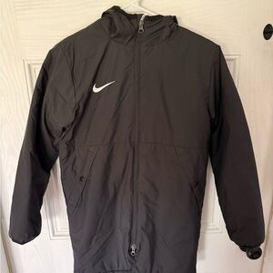 Nike Black Hooded sideline jacket with White Swoosh